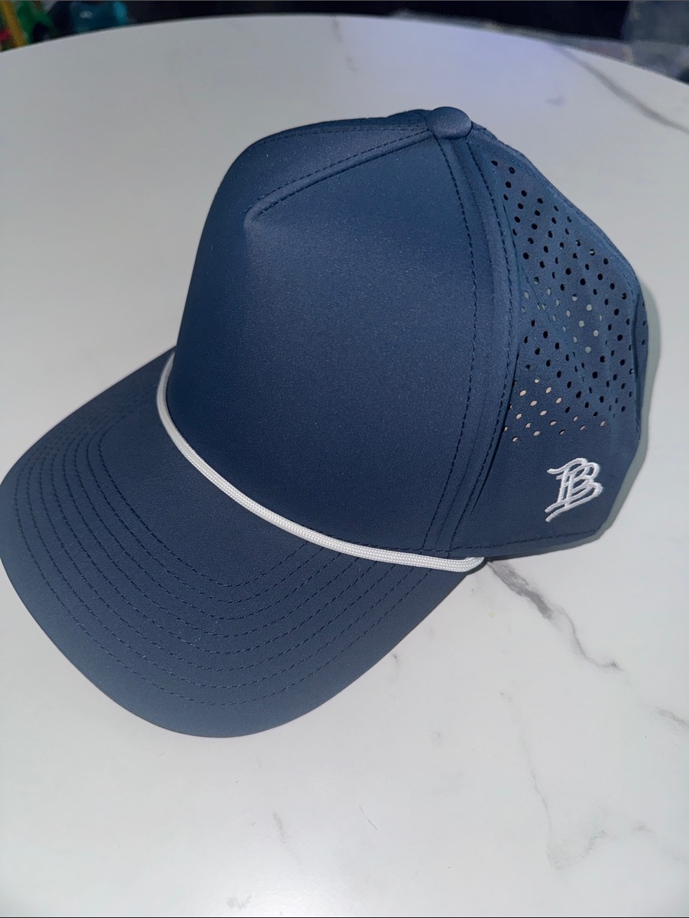Men's Navy Performance Baseball Cap with White Trim